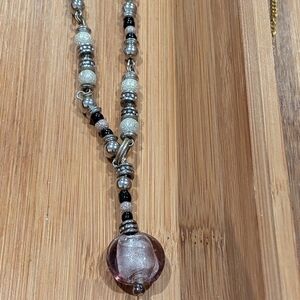 Elegant Silver and Black Beaded Necklace
